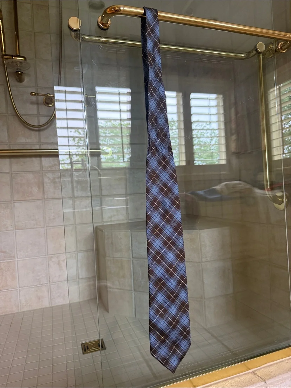 Burberry Blue Plaid Silk Tie